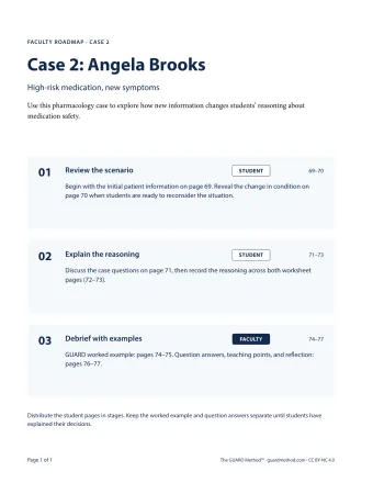 Case 2: Roadmap — Faculty roadmap · Case 2, printed page 68