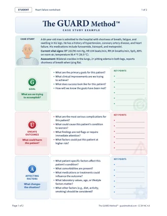 Heart Failure: Student Case Worksheet — Student case worksheet · 1 of 2, printed page 86