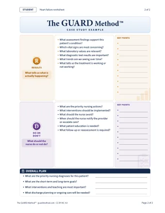Heart Failure: Student Case Worksheet — Student case worksheet · 2 of 2, printed page 87